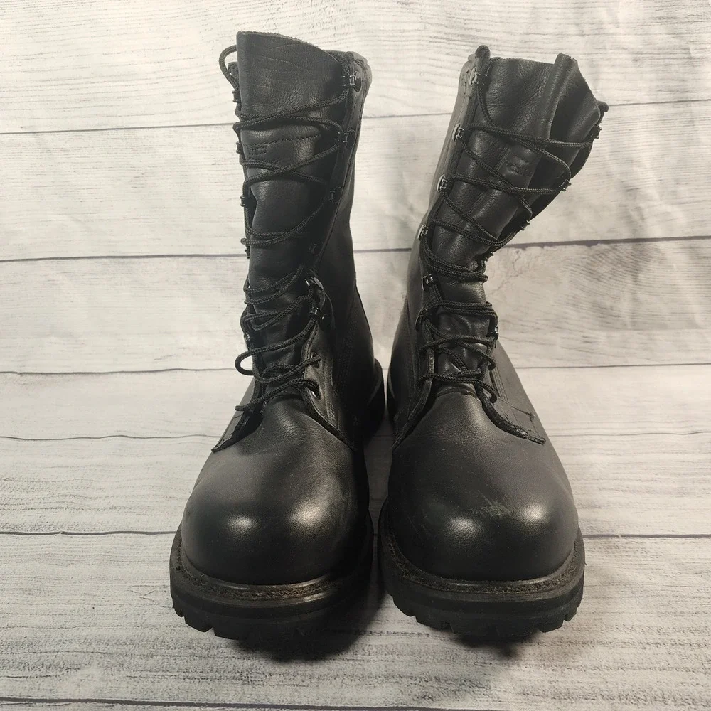 Rocky Mens 10.5W RB/01-01 Black Leather Combat Uniform Boots Tactical Side Zip